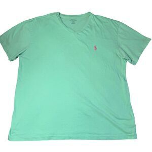 Polo Ralph Lauren Mint Green V-Neck T-Shirt Men's L Classic Preppy Cotton Pony